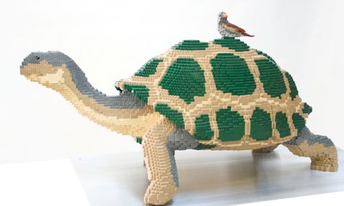 Brick Planet sculpture 