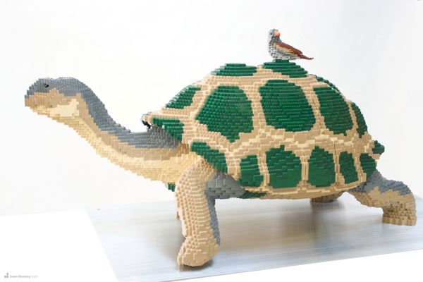 Brick Planet sculpture 