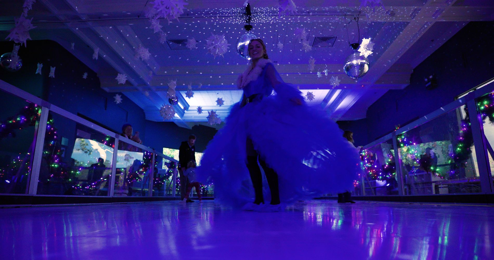 Indoor ice-less skating under disco balls and snowflakes creates a enchanting environment in the Museum's newest holiday tradition, Magical Winter Nights. (Photo/ DMNS)