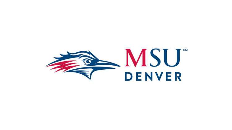 Image of blue and red roadrunner mascot next to text reading MSU DENVER