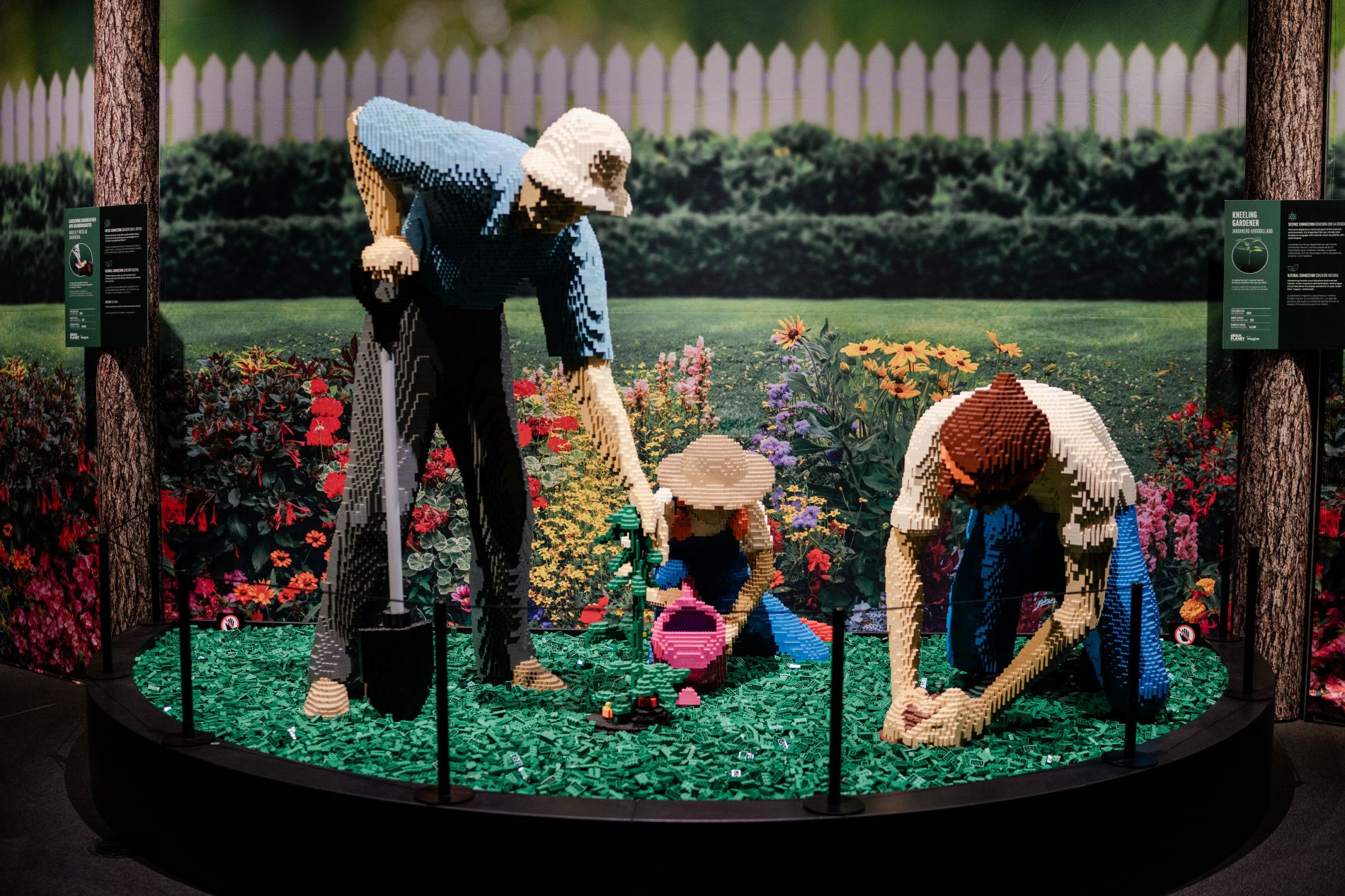 This sculpture, "Kneeling Gardner," created by artist Sean Kenney in 2013 took 255 hours and 34,340 LEGO® bricks to build. (Photo/ Mio Sison III)