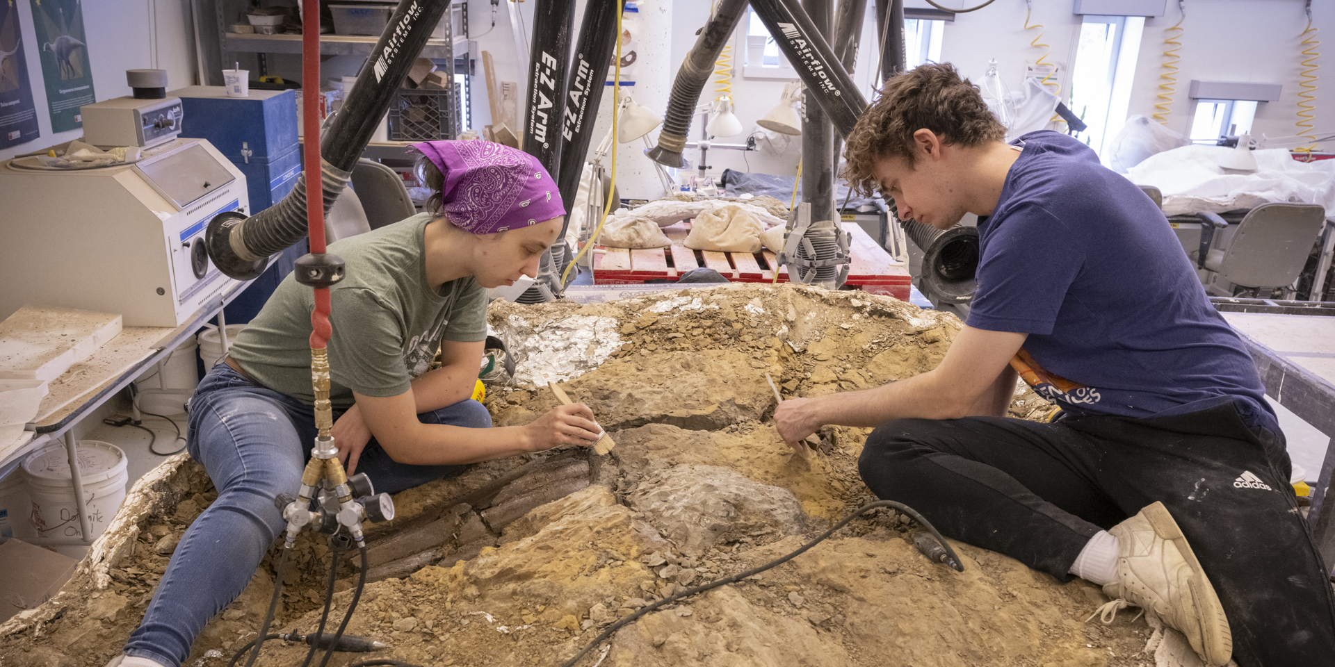 Interns Prepping Fossil